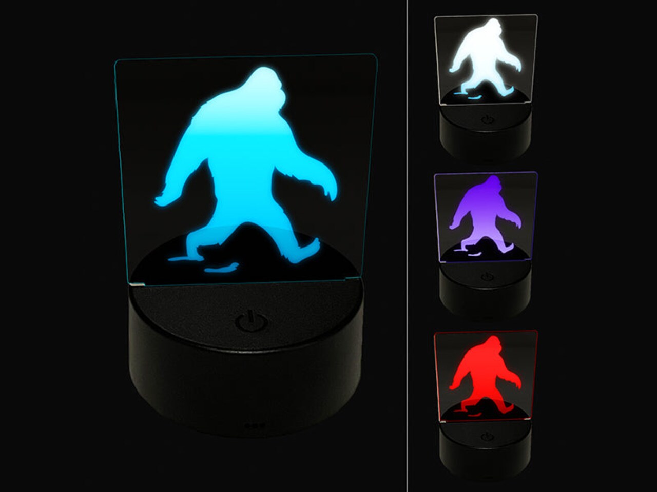 Bigfoot Sasquatch Walking with Footprint Trail 3D Illusion LED Night Light Sign Nightstand Desk Lamp